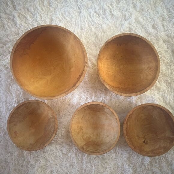Great Alaskan Bowl Co. Hand Made Large Wood Bowl set of 5 Fairbanks Alaska - Picture 3 of 13